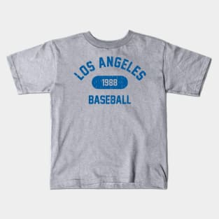 Retro 1988 Los Angeles Baseball Distressed Varsity Logo (Blue) Kids T-Shirt